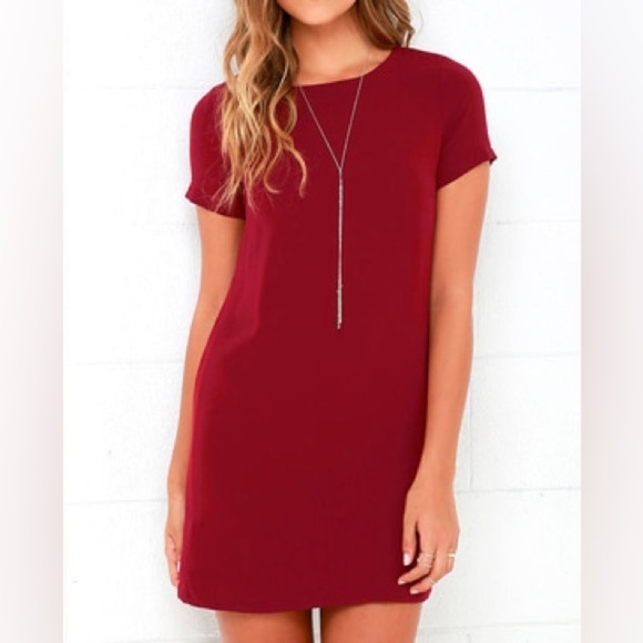 Charming Charlie Dresses & Skirts - Charming Charlie Maroon Red Shift Dress Short Sleeve Women’s Size Large Spring